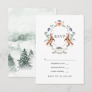 Tarjeta de respuesta de boda con cresta de laurel 