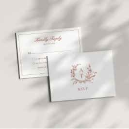 Tarjeta de respuesta de boda con cresta de terraco
