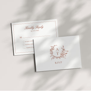 Tarjeta de respuesta de boda con cresta de terraco