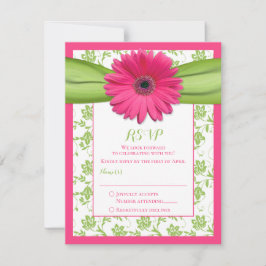 Tarjeta de respuesta de boda con damasco floral ro