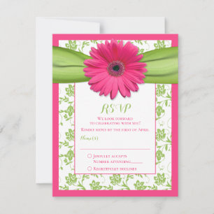Tarjeta de respuesta de boda con damasco floral ro