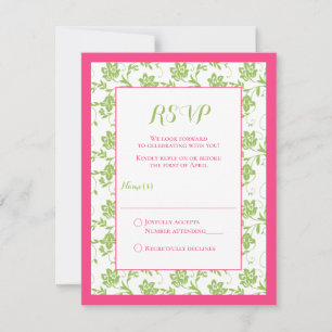 Tarjeta de respuesta de boda con damasco floral ro