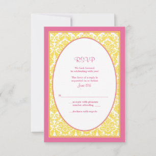 Tarjeta de respuesta de boda con damasco floral ro