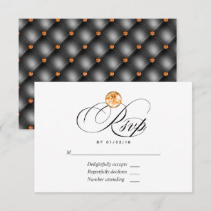 Tarjeta de respuesta de boda con diamante naranja