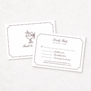 Tarjeta de respuesta de boda con doble marco de bo