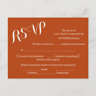 Tarjeta de respuesta de boda con elegante letra sc