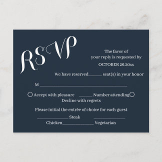 Tarjeta de respuesta de boda con elegante letra sc