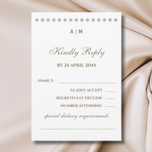 Tarjeta de respuesta de boda con elegante monogram