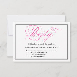 Tarjeta de respuesta de boda con escritura caligrá