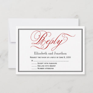 Tarjeta de respuesta de boda con escritura de cali