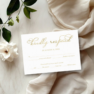 Tarjeta de respuesta de boda con escritura elegant