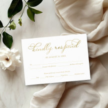 Tarjeta de respuesta de boda con escritura elegant