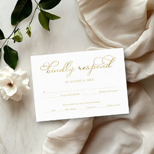 Tarjeta de respuesta de boda con escritura elegant