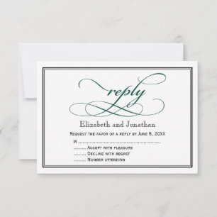 Tarjeta de respuesta de boda con escritura profund