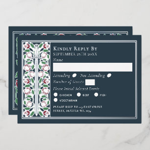 Tarjeta de respuesta de boda con espada floral med