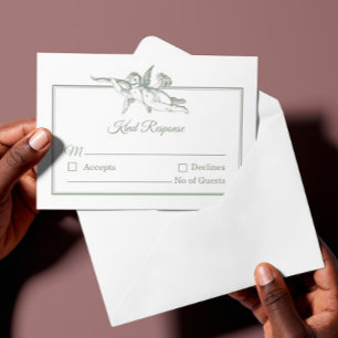 Tarjeta de respuesta de boda con estampado de toil