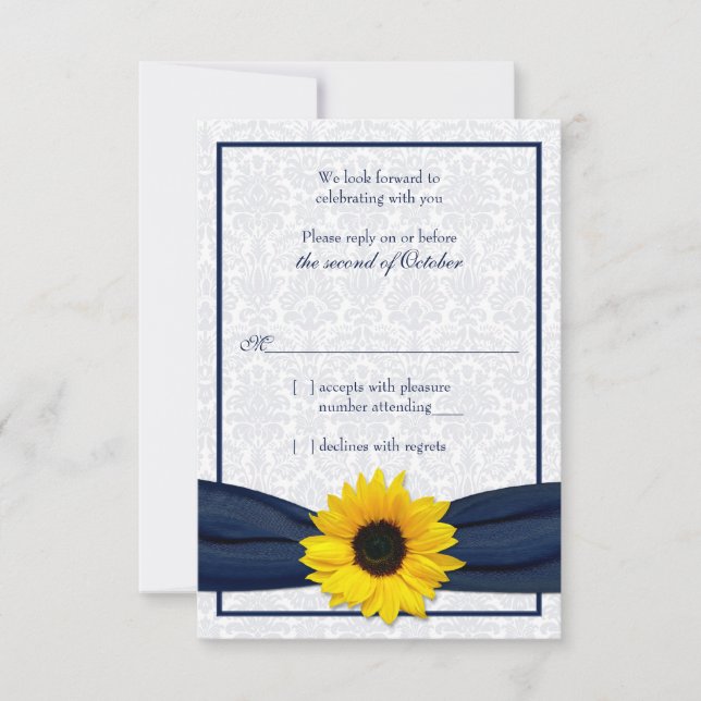 Tarjeta de respuesta de boda con estampado floral  (Anverso)