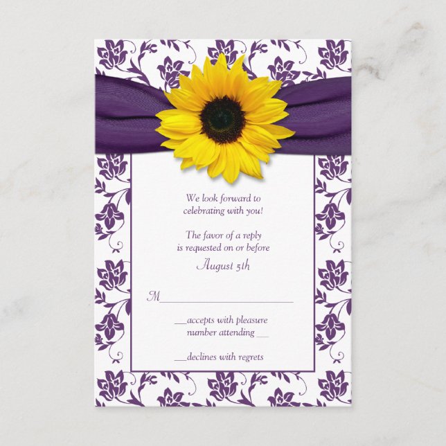 Tarjeta de respuesta de boda con estampado floral  (Anverso)