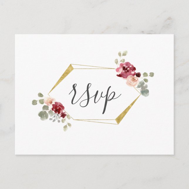 Tarjeta de respuesta de boda con flor de eucalipto (Anverso)