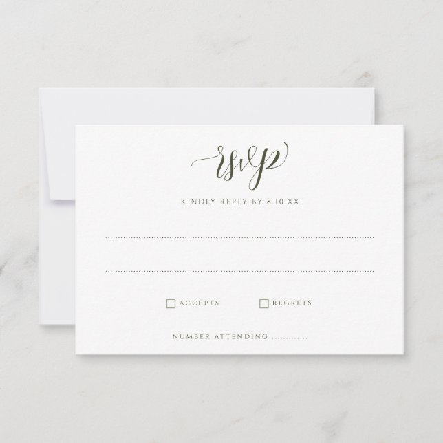Tarjeta de respuesta de boda con flores blancas y  (Anverso)