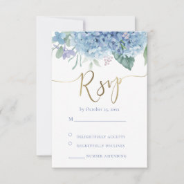 tarjeta de respuesta de boda con flores de hortens
