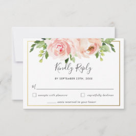 Tarjeta de respuesta de boda con flores de verde m