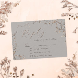 Tarjeta de respuesta de boda con flores silvestres