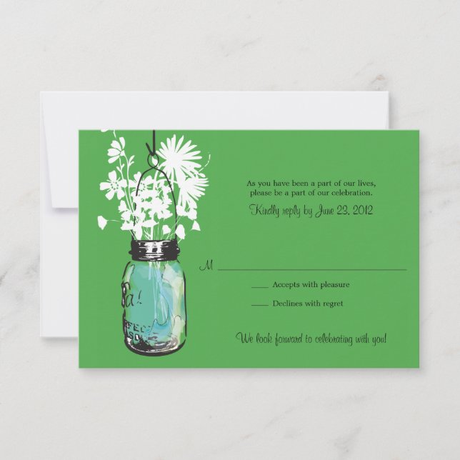 Tarjeta de respuesta de boda con flores silvestres (Anverso)