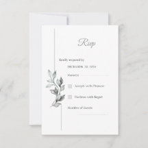 Tarjeta de respuesta de boda con follaje clásico e