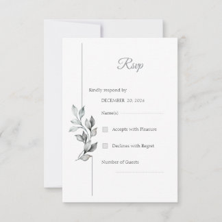 Tarjeta de respuesta de boda con follaje clásico e