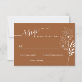 Tarjeta de respuesta de boda con follaje de flor s