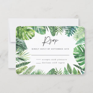 Tarjeta de respuesta de boda con follaje de hoja d