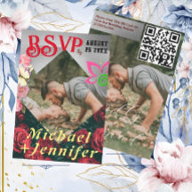 Tarjeta de respuesta de boda con foto personalizad