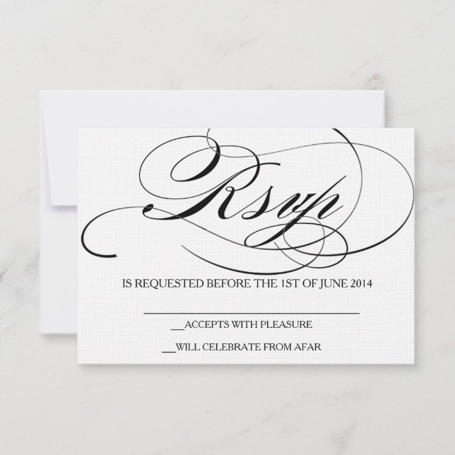 Tarjeta de respuesta de boda con fuente de escritu (Anverso)