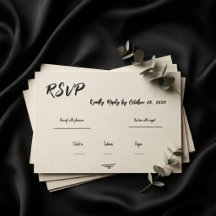Tarjeta de respuesta de boda con garabatos escrito