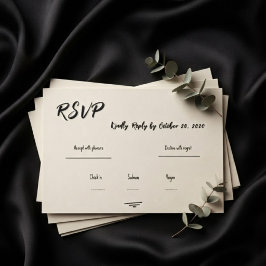 Tarjeta de respuesta de boda con garabatos escrito