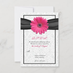 Tarjeta de respuesta de boda con Gerbera rosa y ci