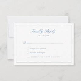 Tarjeta de respuesta de boda con guión azul polvor