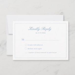 Tarjeta de respuesta de boda con guión azul polvor