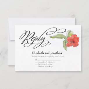Tarjeta de respuesta de boda con guión de acuarela