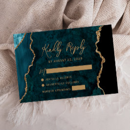 Tarjeta de respuesta de boda con guión de ágata az