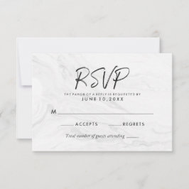 Tarjeta de respuesta de boda con guión de mármol b