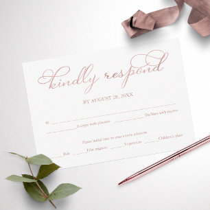 Tarjeta de respuesta de boda con guión de papel de