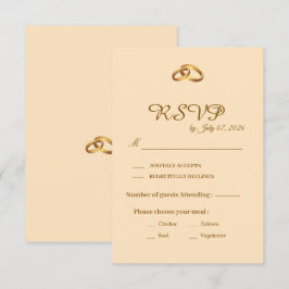 Tarjeta de respuesta de boda con guión dorado