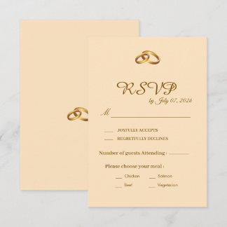 Tarjeta de respuesta de boda con guión dorado