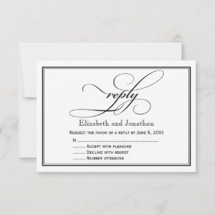 Tarjeta de respuesta de boda con guión en blanco y