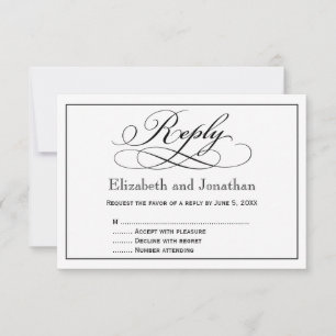 Tarjeta de respuesta de boda con guión moderno