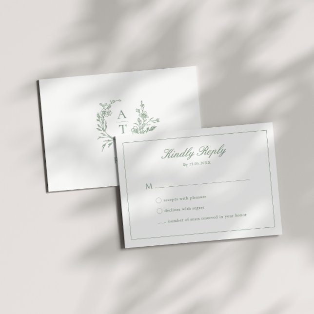 Tarjeta de respuesta de boda con guion verde y cre (Subido por el creador)