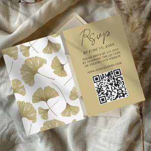Tarjeta de respuesta de boda con hoja de ginkgo en