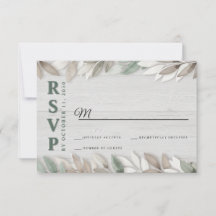 Tarjeta de Respuesta de Boda con Hojas de Acuarela